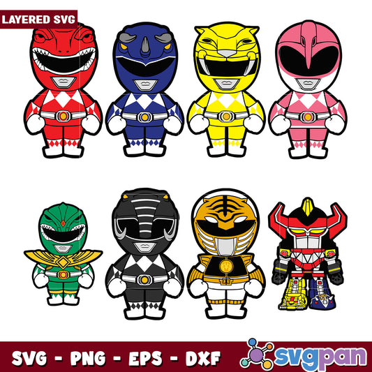 Power Rangers SVG Bundle Layered Files