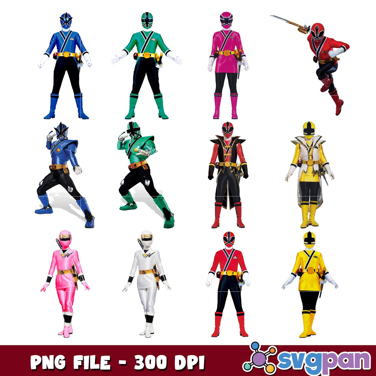 Power Rangers Samurai PNG Bundle 300 DPI