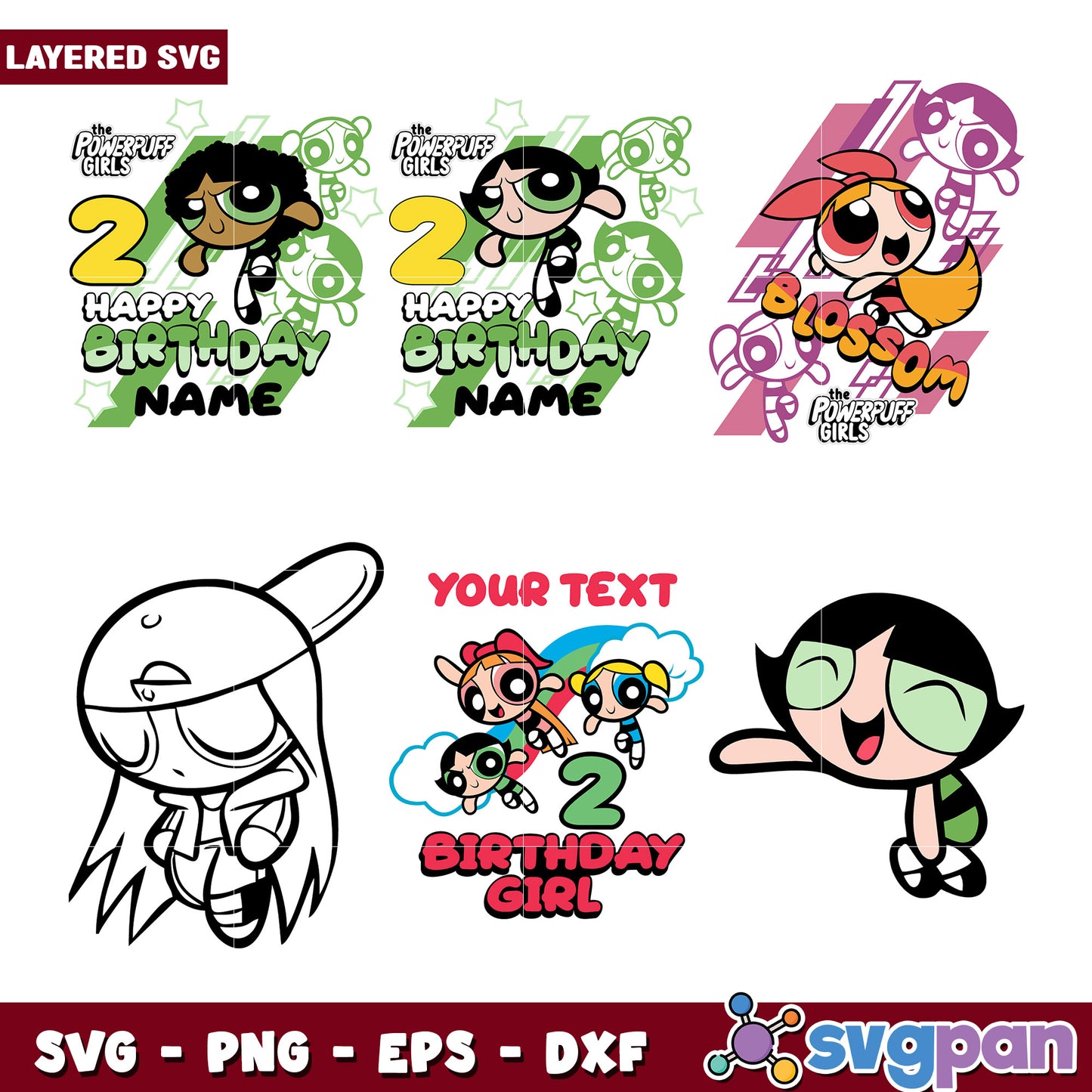 Powerpuff Girls Birthday Bundle SVG for Girls
