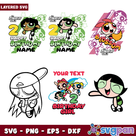 Powerpuff Girls Birthday Bundle SVG for Girls