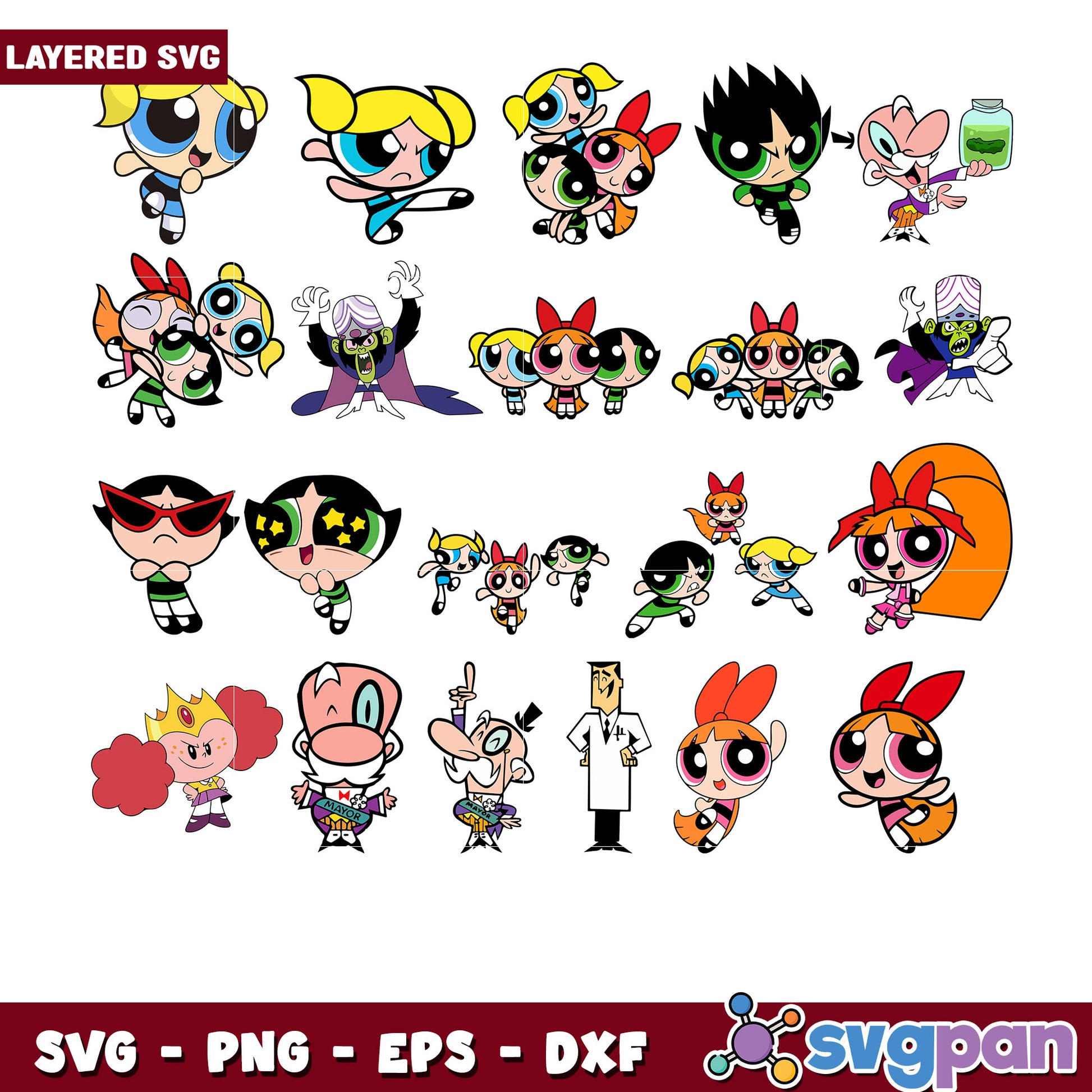 Powerpuff Girls SVG Bundle Layered
