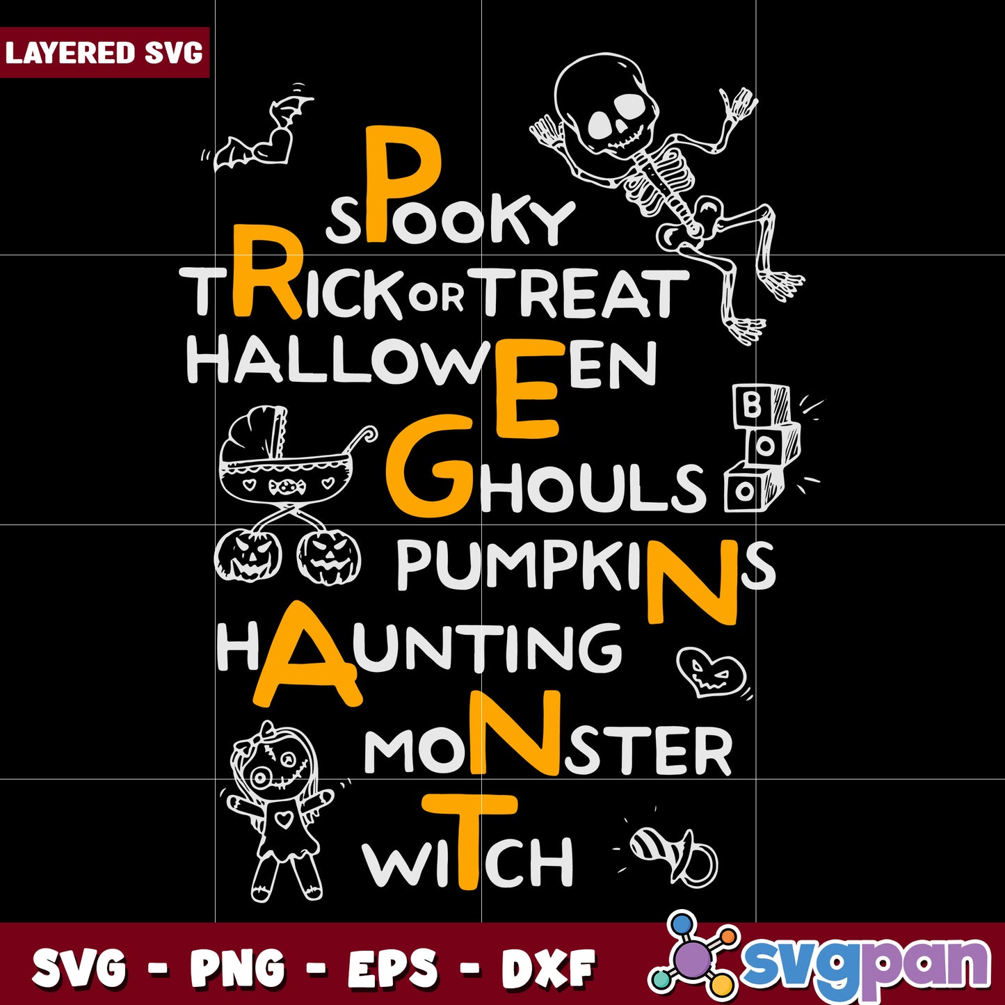 Pregnacy annoucement svg, halloween decorations svg, spooky season svg