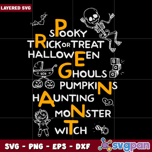 Pregnacy annoucement svg, halloween decorations svg, spooky season svg