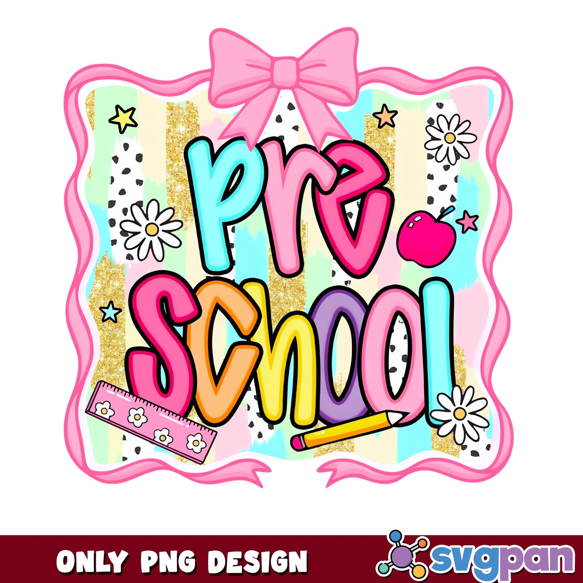 Preschool PNG Sublimation Design, Back To School PNG, Teacher PNG