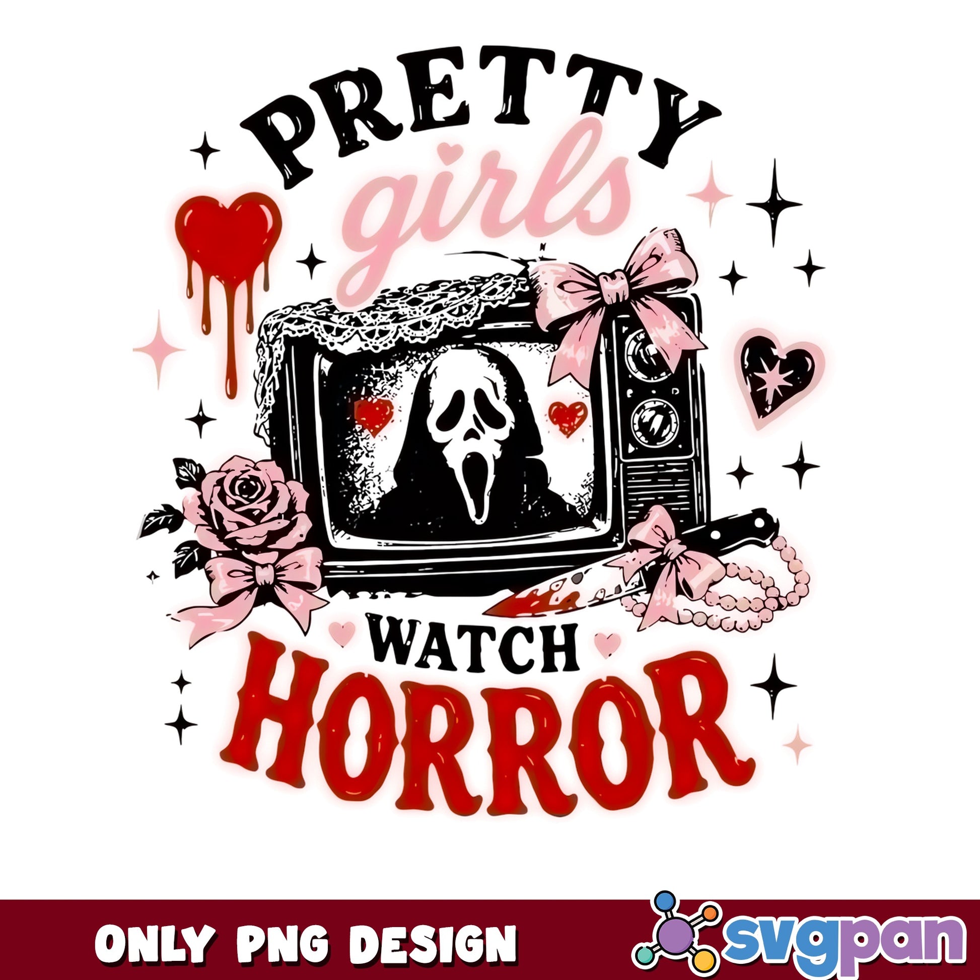 Pretty Girls Watch Horror PNG, Ghostface Halloween PNG, Scream PNG