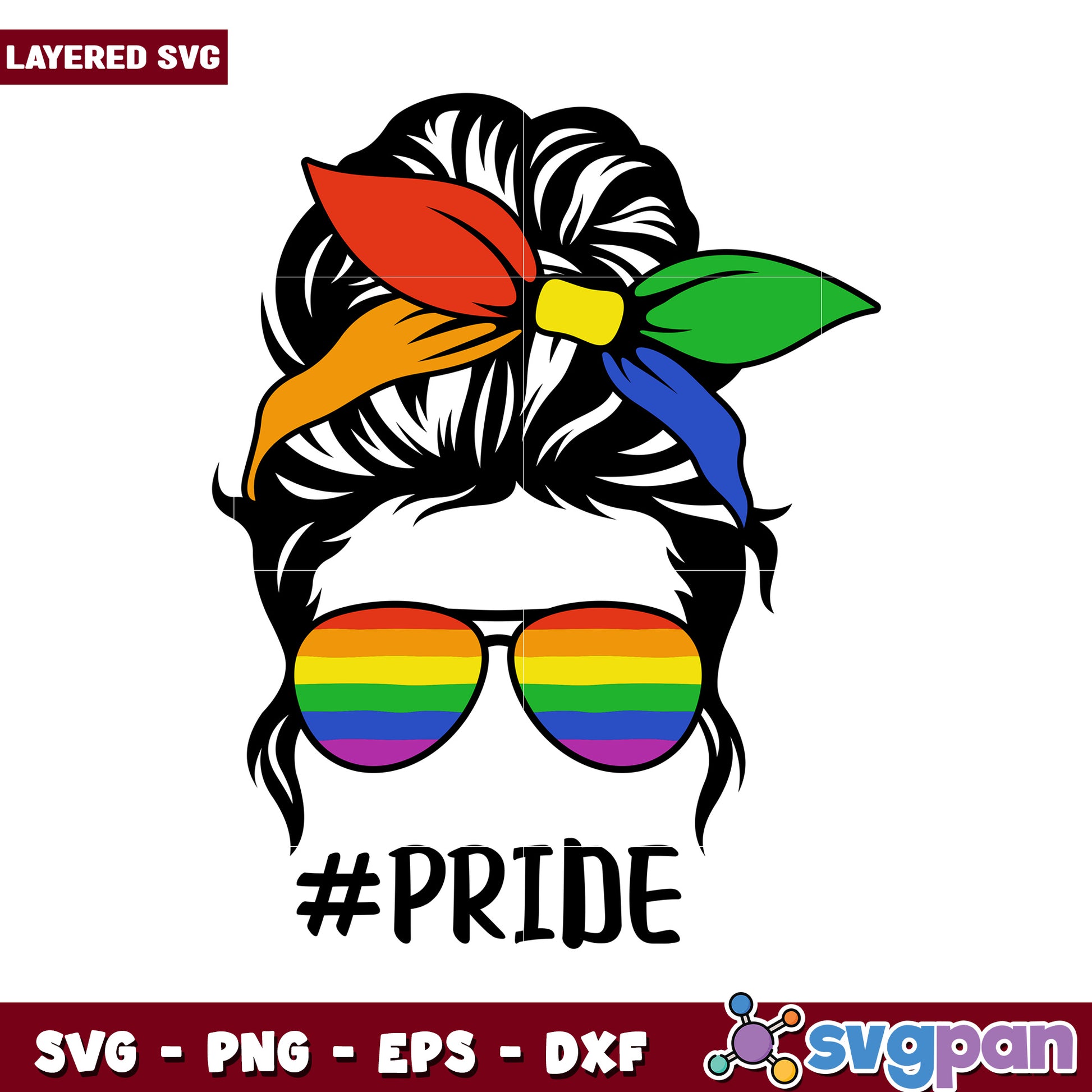 Pride Hair Bow SVG Design, Rainbow Sunglasses Graphic File