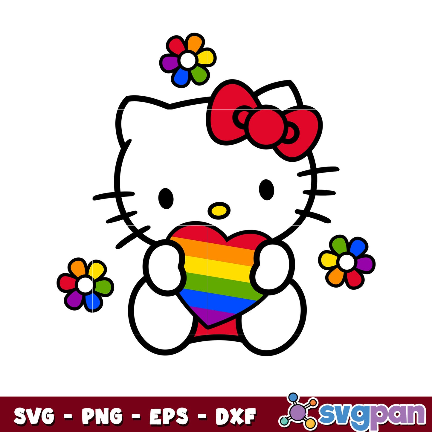 Pride heart hello kitty svg, hello kitty svg, sanrio cartoon svg