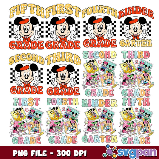 Primary school grades disney png bundle