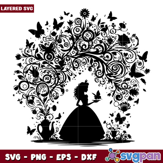Princess Butterfly Floral SVG