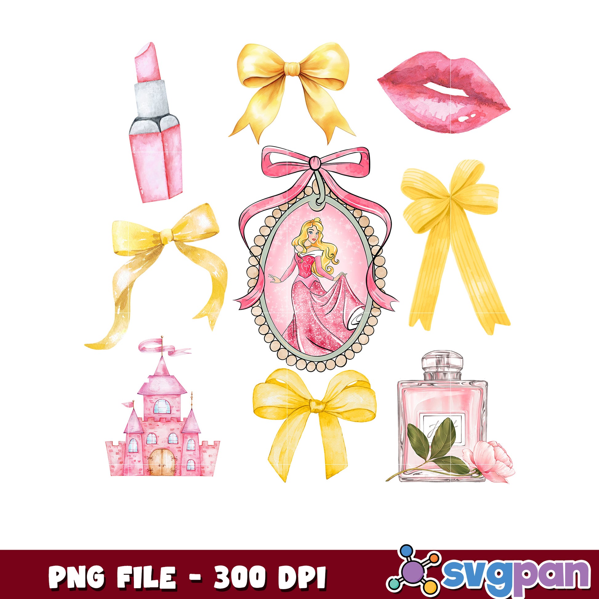 Princess Clipart PNG Bows, Castle, Makeup