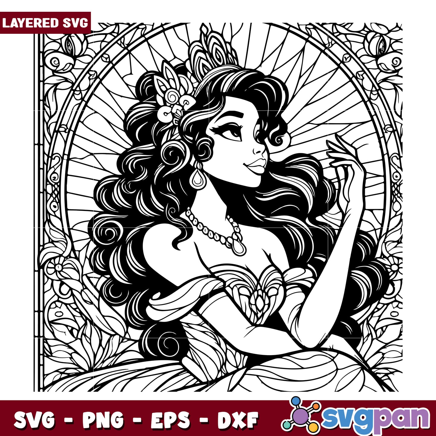 Princess Coloring Page SVG Art