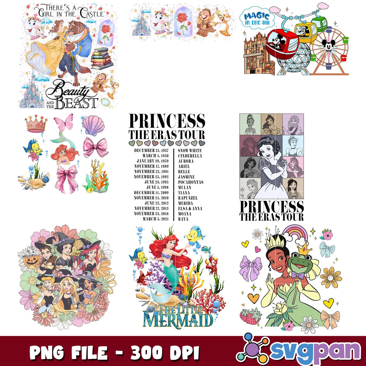 Princess Era Tour Bundle PNG Designs for Kids