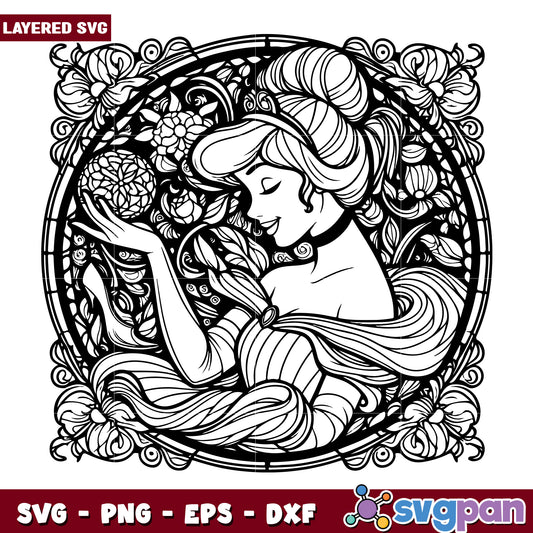 Princess Floral Art Deco SVG