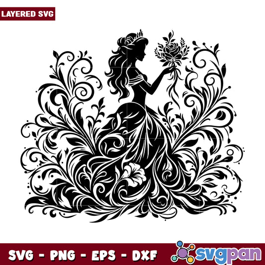 Princess Floral Silhouette SVG