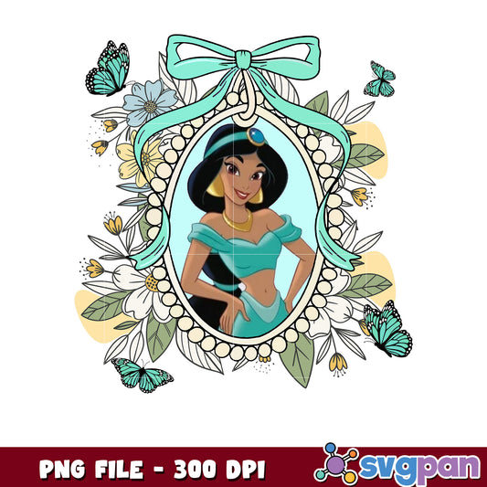 Princess Jasmine PNG Floral Frame