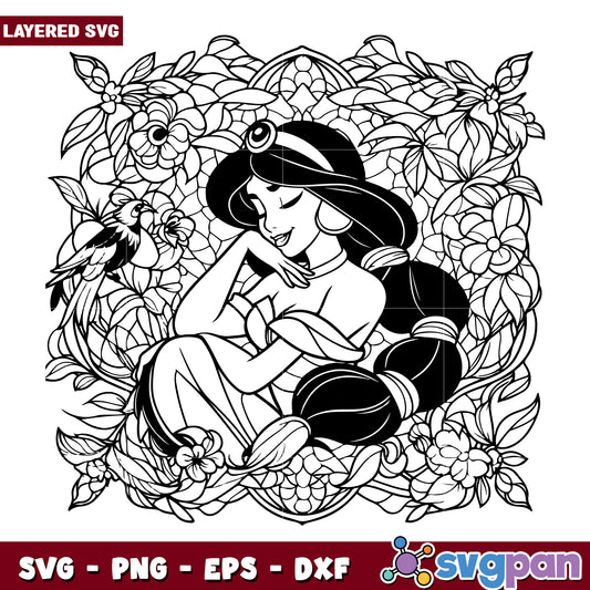 Princess Jasmine SVG Floral Mandala