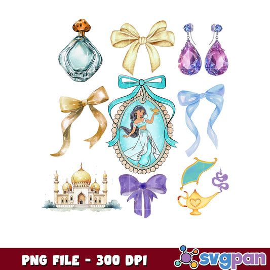 Princess Jasmine Watercolor Clipart PNG