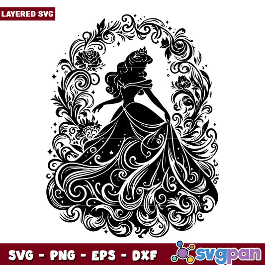 Princess Silhouette Floral SVG
