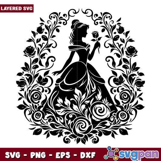 Princess Silhouette Floral SVG Cut File
