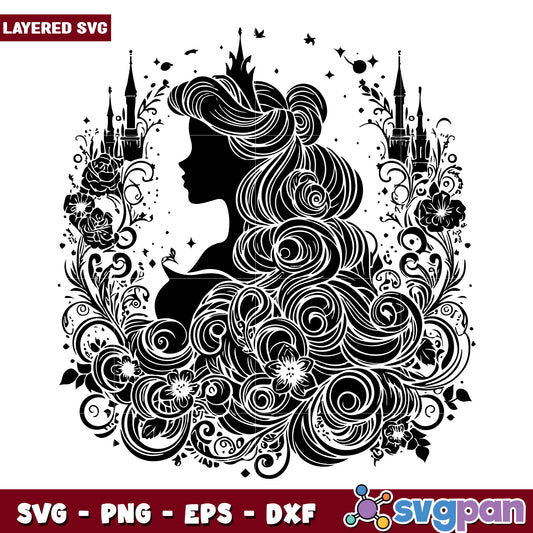 Princess Silhouette SVG Floral Design
