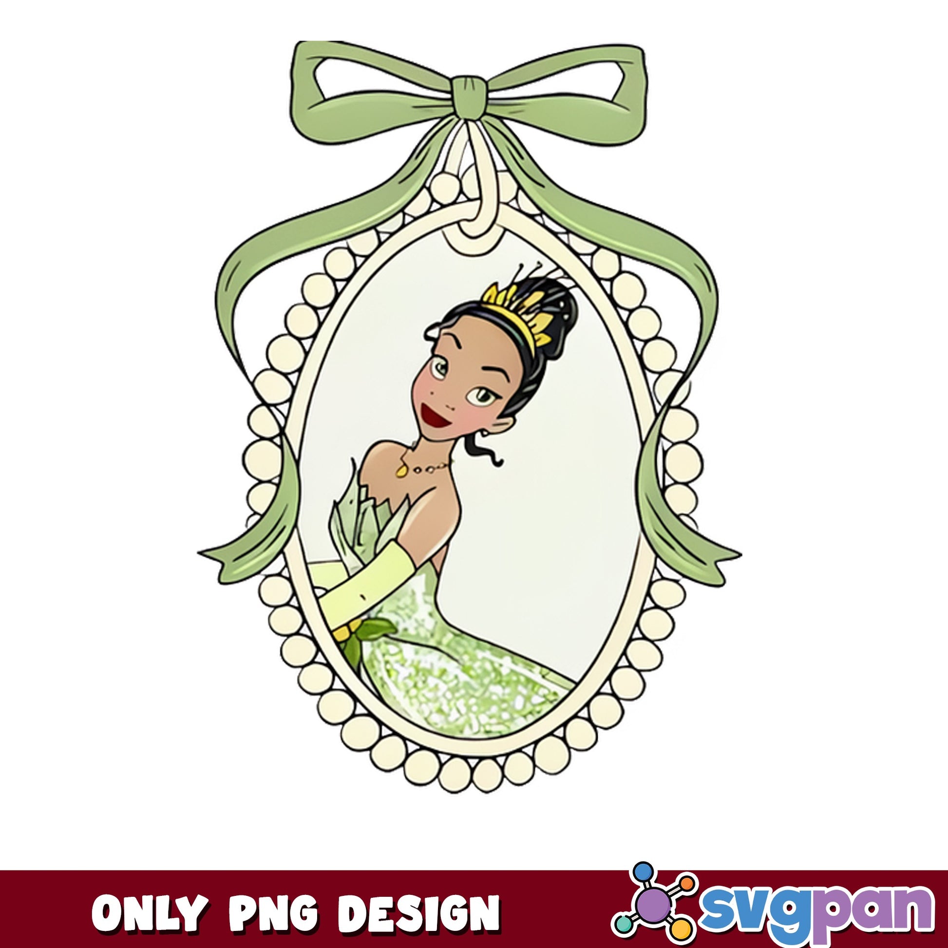 Princess Tiana Coquette Bow Cameo PNG, Disney Princess PNG, Tiana PNG