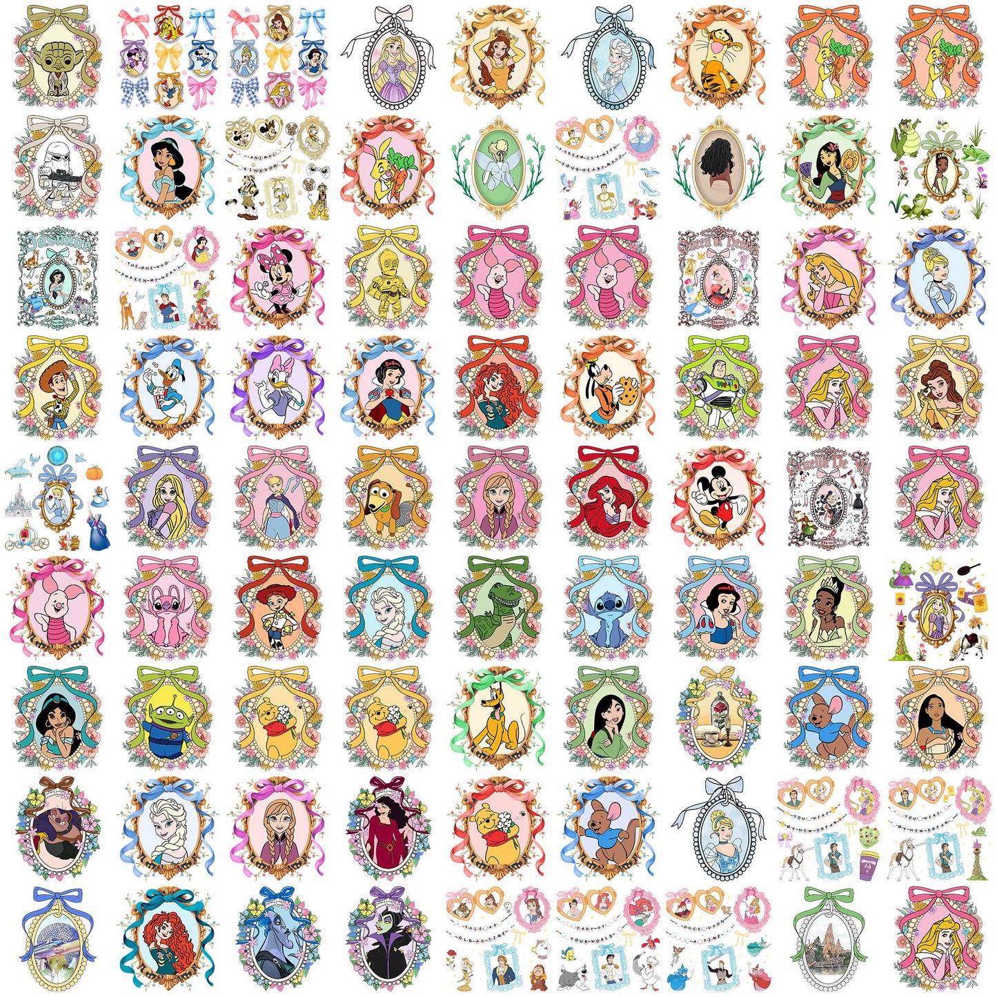 Princess and mirror png bundle, disney princess png, disney castle png