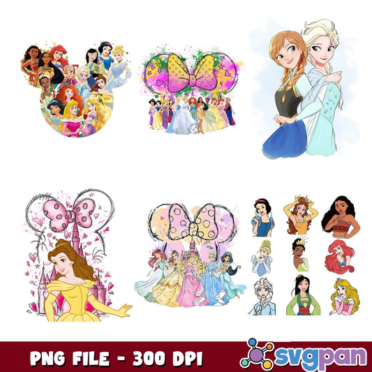 Princess bow design png bundle