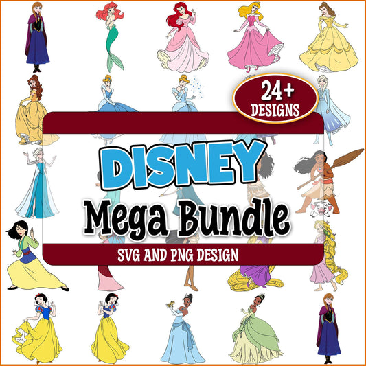 Princess disney design svg bundle