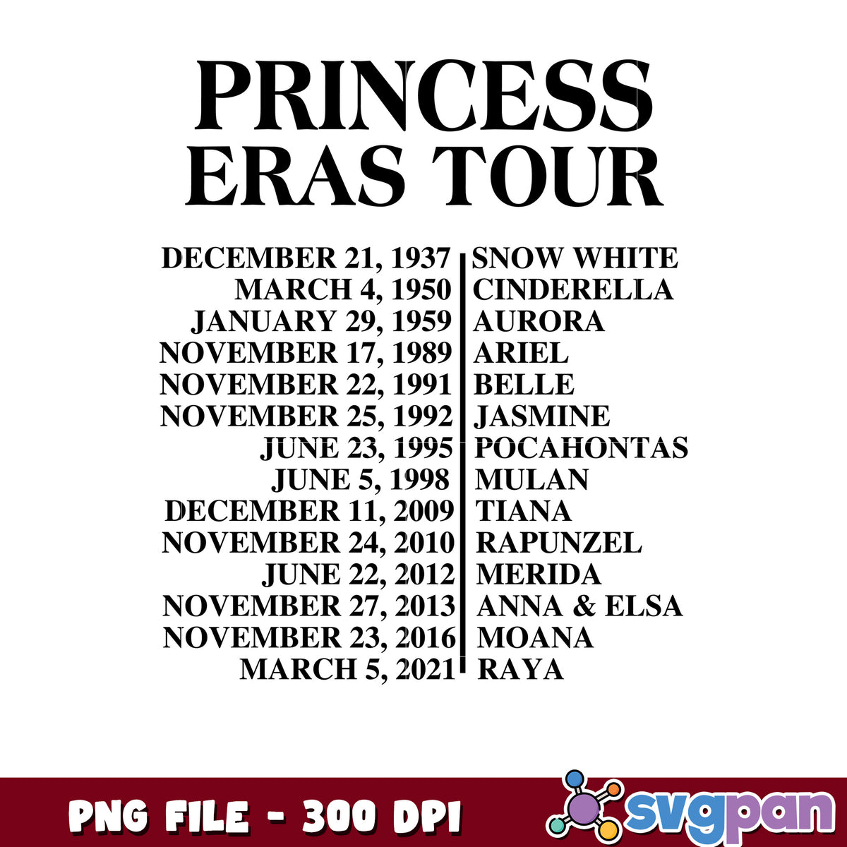 Princess eras tour design png, eras tour princess png, disney princess eras tour png