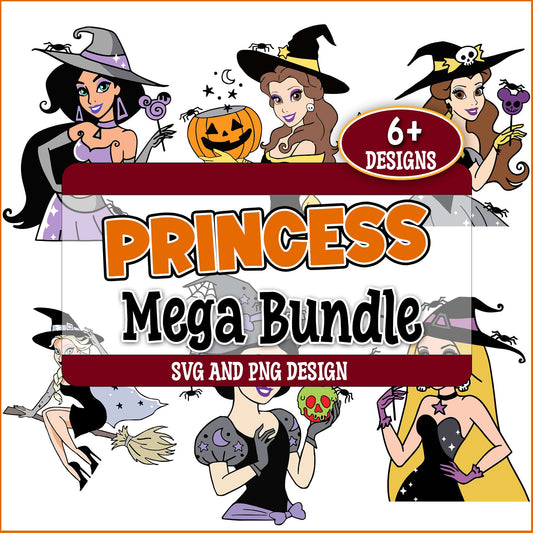 Princess halloween costume svg bundle
