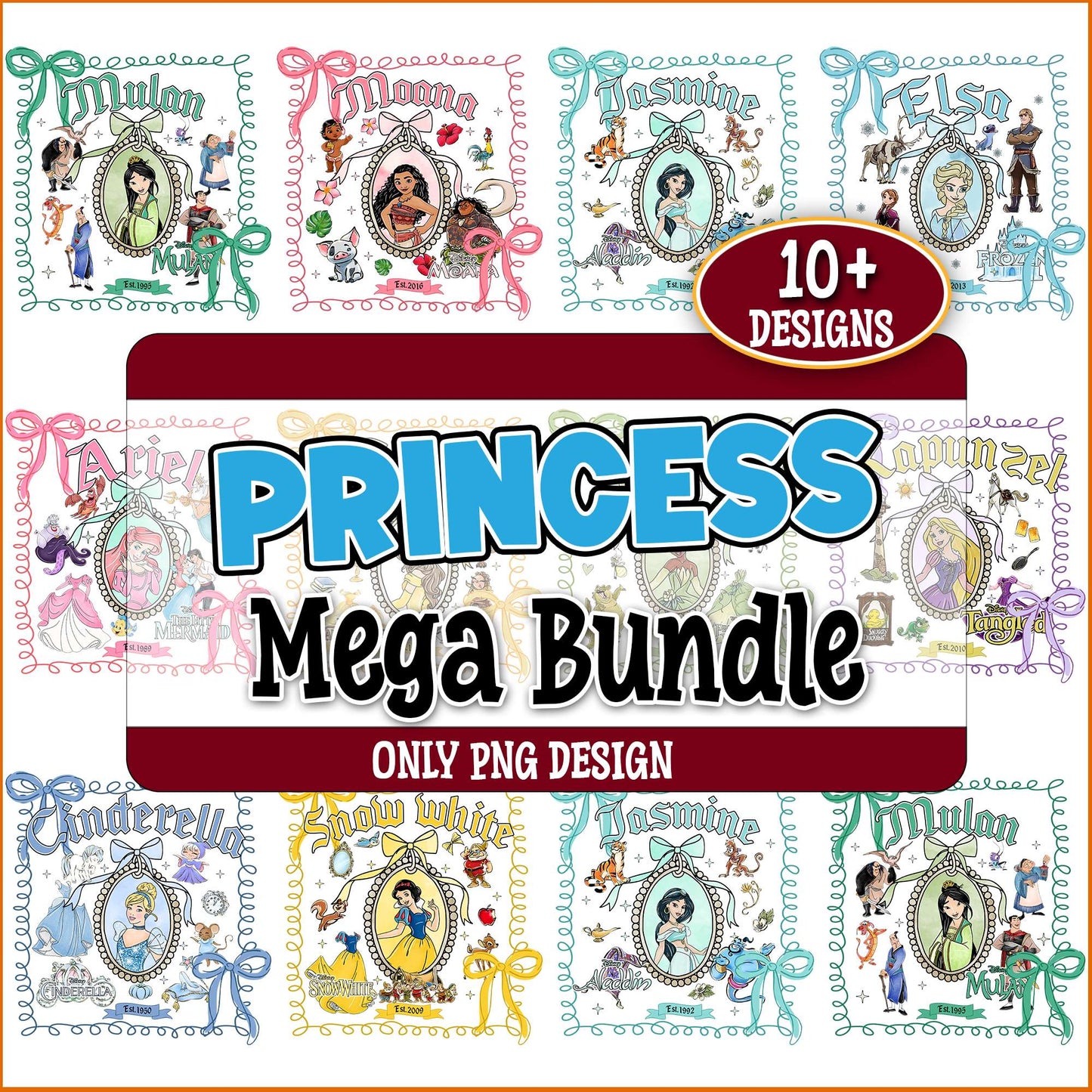 Princess mirror frame png bundle
