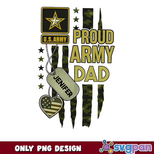 Proud Army Dad PNG, US Army Military Flag PNG, Soldier Dog Tag PNG