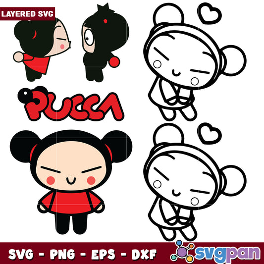 Pucca girl design svg bundle