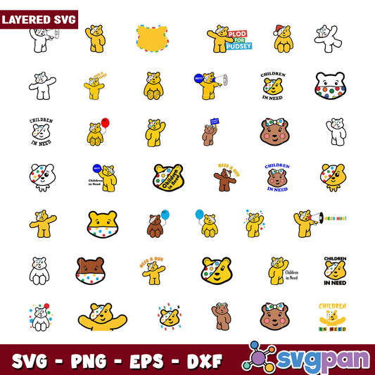 Pudsey Bear SVG Bundle Layered Designs