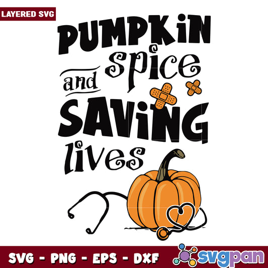 Pumkin spice and saving lives svg, nlf american fotball svg, american rugby svg