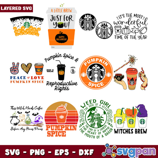 Pumpkin Spice Starbucks SVG Bundle