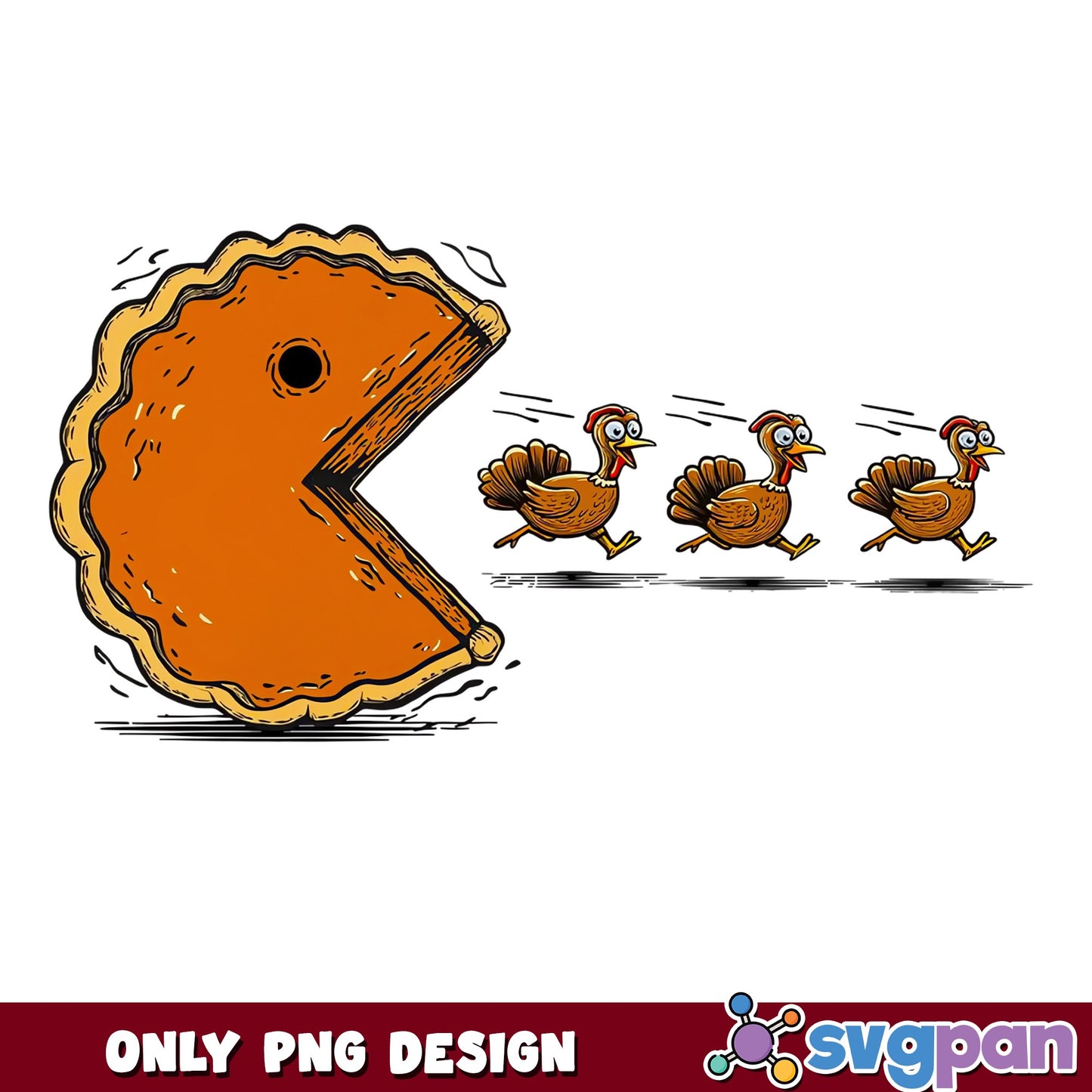 Pumpkin Pie Eating Turkey Thanksgiving PNG, Funny Fall PNG