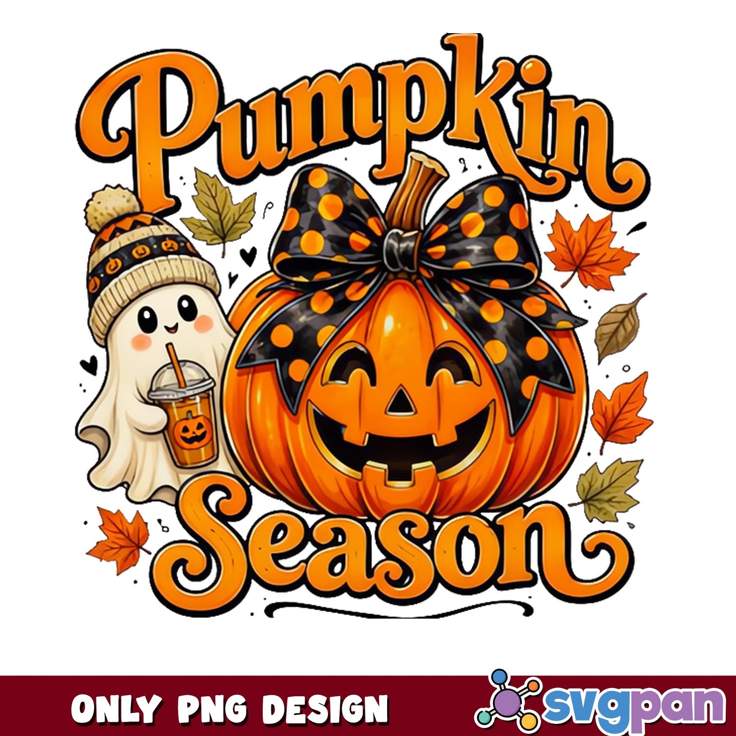 Pumpkin Season PNG, Halloween Ghost Pumpkin PNG, Fall PNG