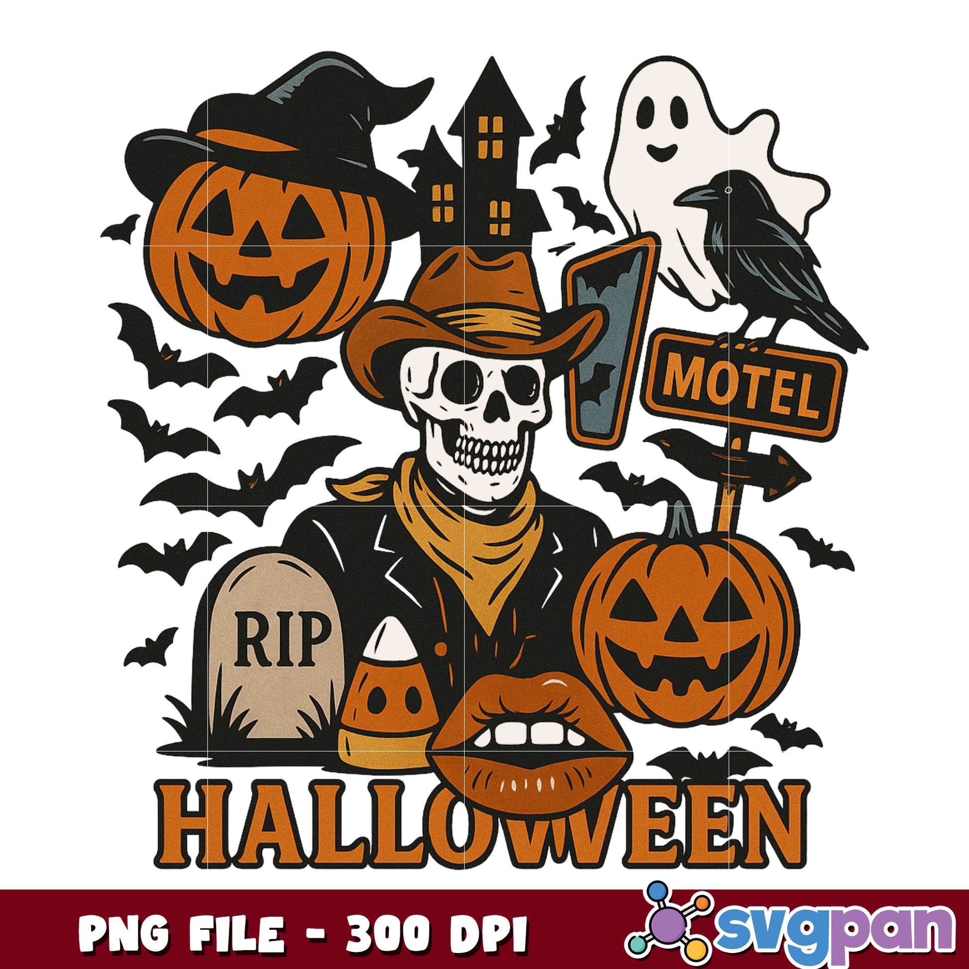 Pumpkin halloween motel png, halloween season png, spooky halloween png