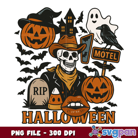 Pumpkin halloween motel png, halloween season png, spooky halloween png