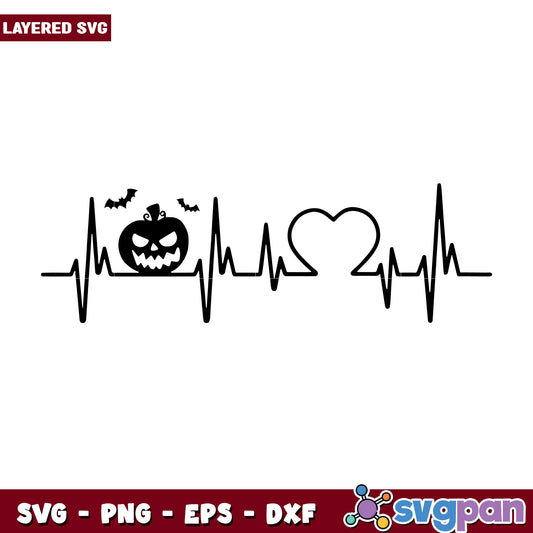 Pumpkin heartbeat halloween svg, halloween decorations svg, spooky season svg
