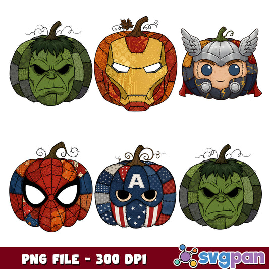 Pumpkin heroes face png bundle