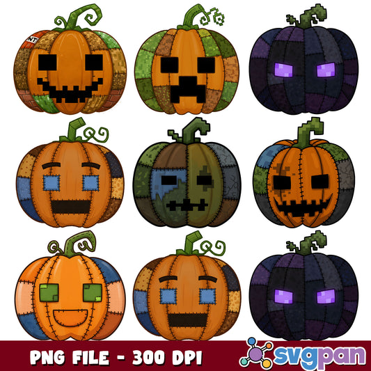 Pumpkin minecraft design png bundle