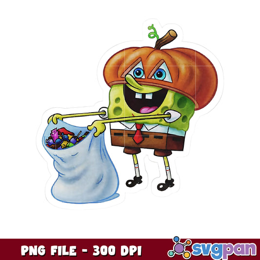 Pumpkin spongebob png, spooky autumn png, fall season png