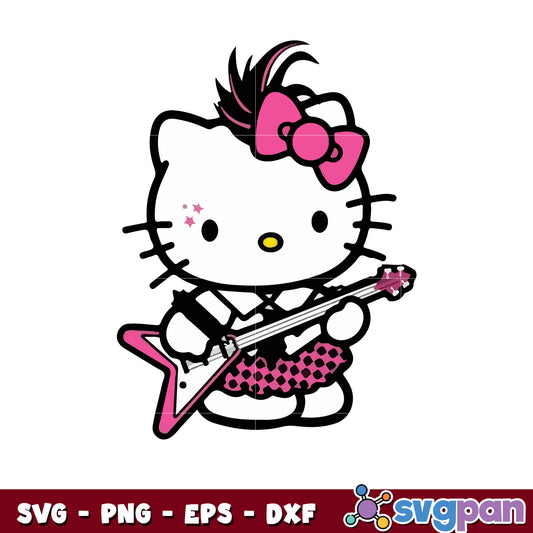 Punk rock hello kitty design svg, sanrio hello kitty svg