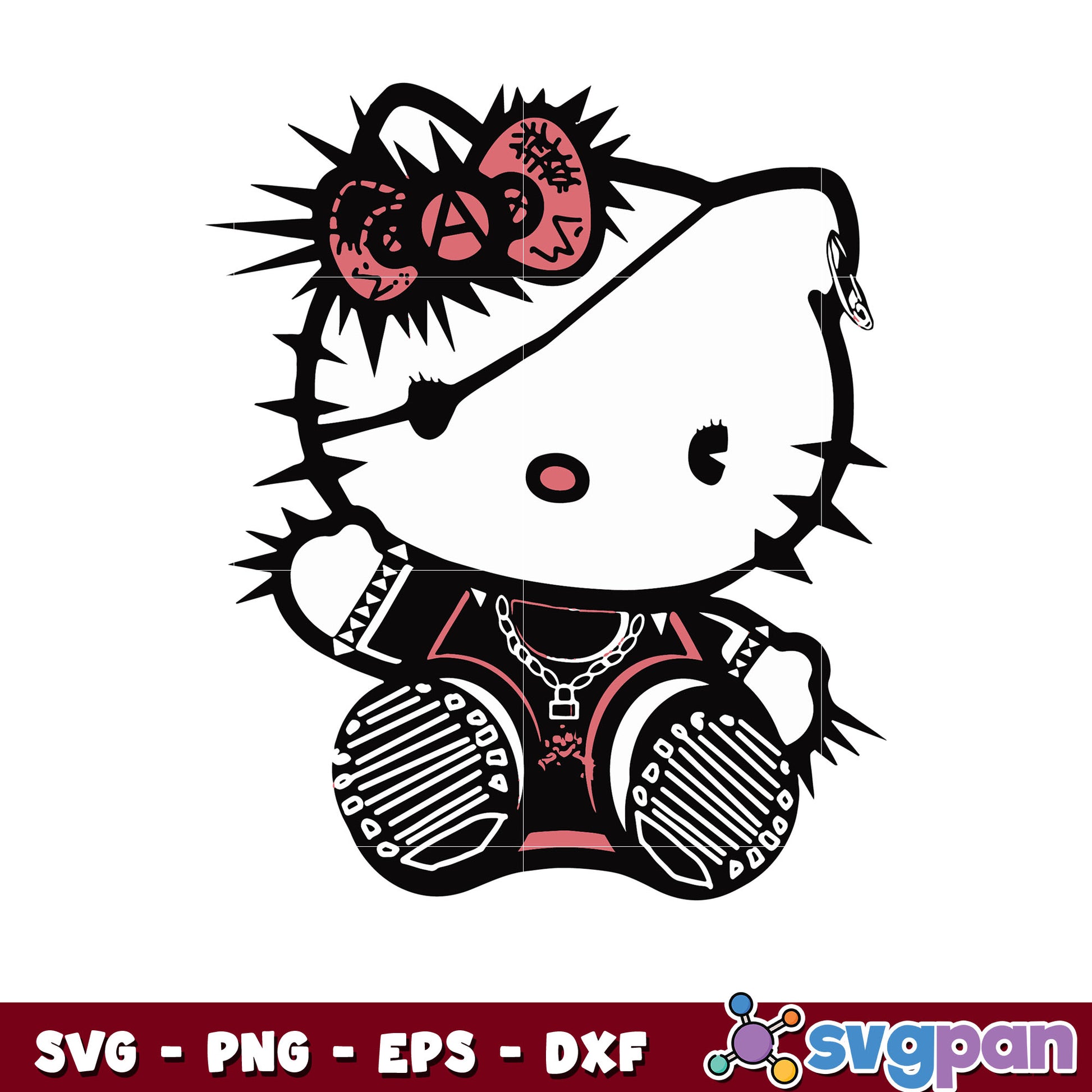 Punk rock hello kitty svg, sanrio hello kitty svg, sanrio cartoon svg