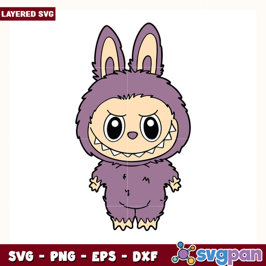 Purple labubu design svg, cute labubu toys svg, labubu cartoon svg