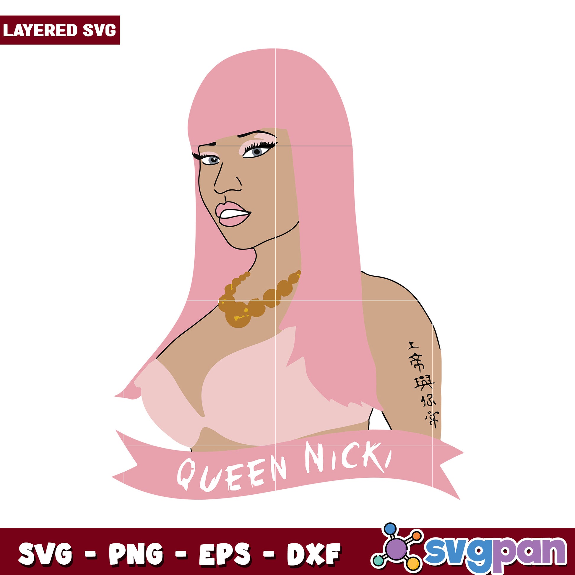 Queen Nick Illustration, Layered SVG for Creative Projects