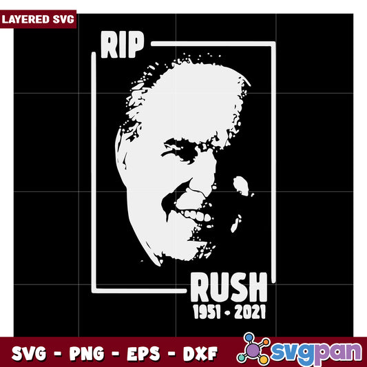 RIP Rush 1951 2021 layered SVG design for crafts and projects