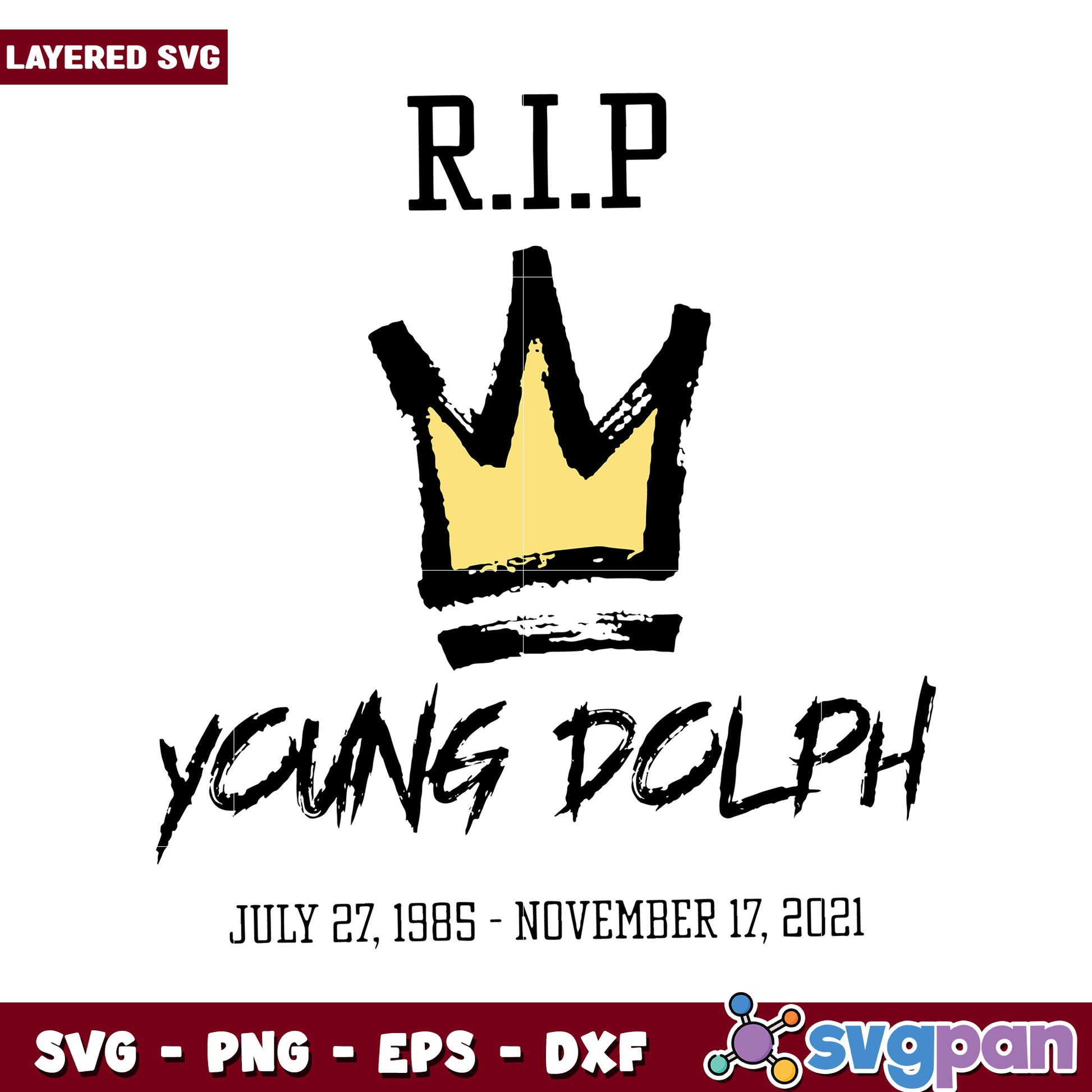 RIP Young Dolph tribute design, perfect for t-shirt printing SVG